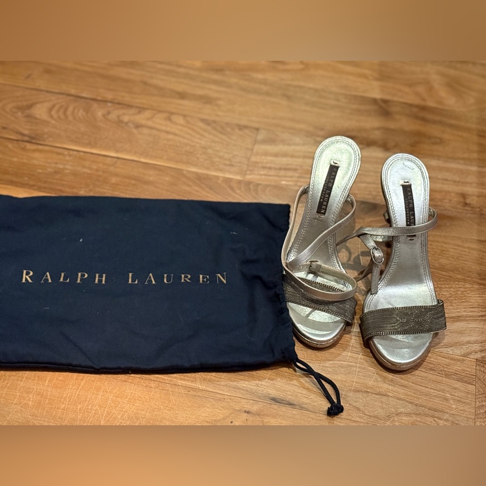 Gorgeous Ralph Lauren Collection Purple Label metallic heels Sz 36.5